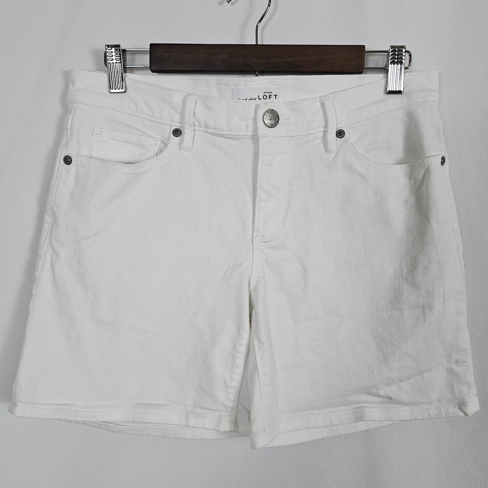 LOFT White Denim Shorts Womens Size 2/26 Summer Casual Waist 31" Inseam 6"